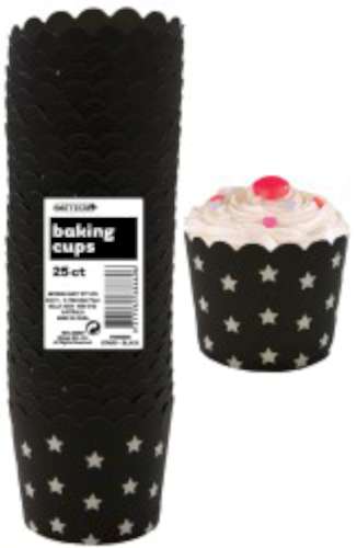 Baking Cups - Black Stars - Click Image to Close